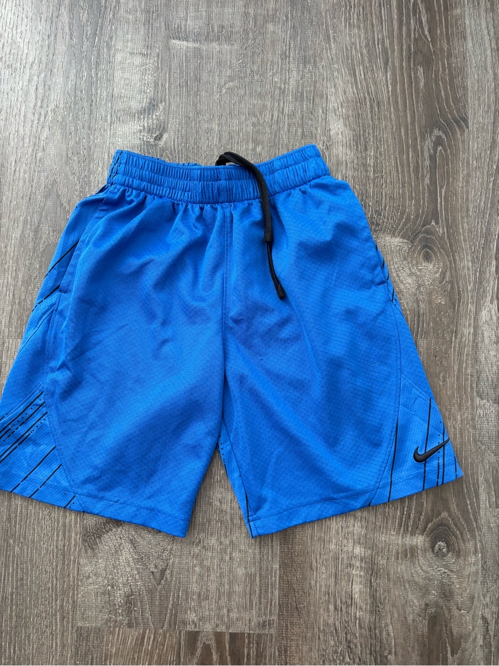 Nike Dri-FIT Boys Athletic Shorts Size M Blue Black Drawstring Sports